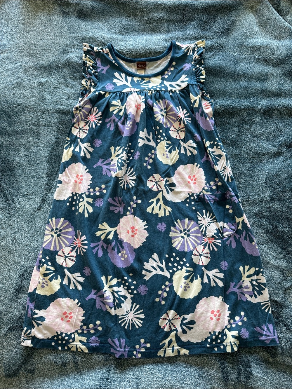 Tea Collection Navy Sea-Inspired Ruffle-Sleeve Dress